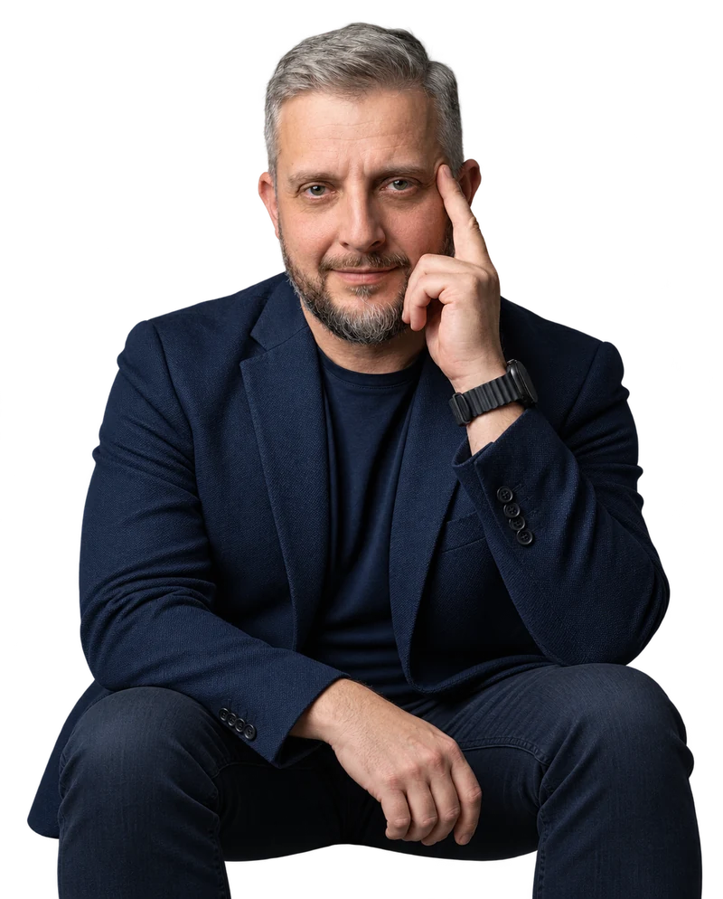 Portret wizerunkowy Sławomira Nazaruka, przygotowany z pomocą AI.